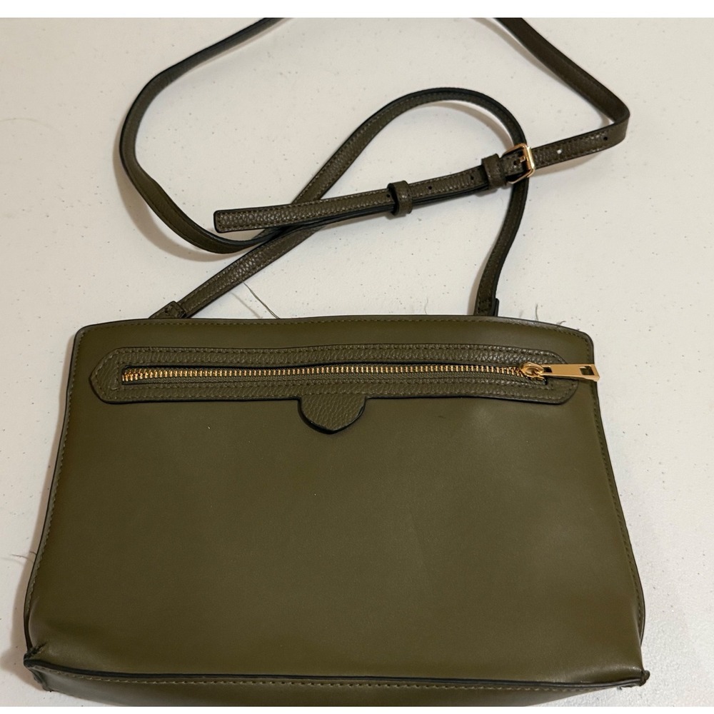 A New Day Olive Green Faux Leather Crossbody Bag Gold Hardware